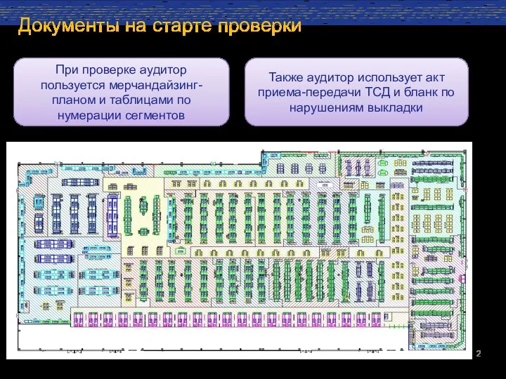 При проверке аудитор пользуется мерчандайзинг-планом и таблицами по нумерации сегментов