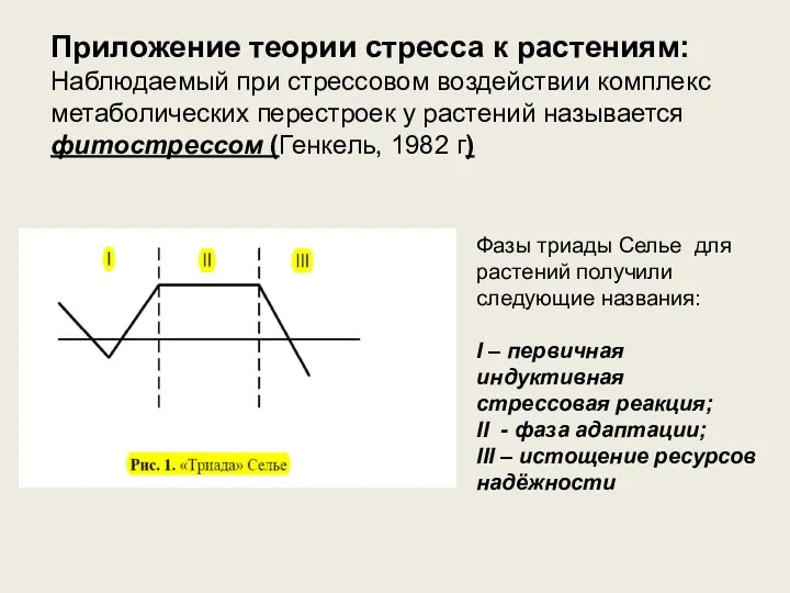 Приложение теории стресса к растениям: Наблюдаемый при стрессовом воздействии комплекс