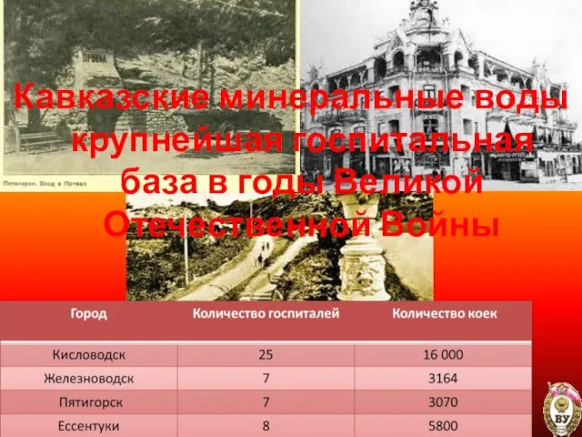 Кавказские минеральные воды крупнейшая госпитальная база в годы Великой Отечественной Войны