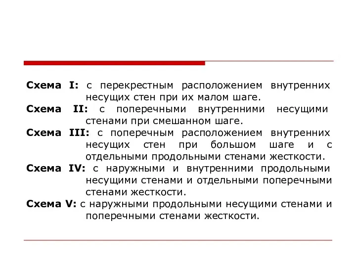 Схема I: с перекрестным расположением внутренних несущих стен при их