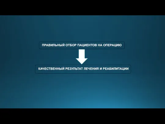 ПРАВИЛЬНЫЙ ОТБОР ПАЦИЕНТОВ НА ОПЕРАЦИЮ КАЧЕСТВЕННЫЙ РЕЗУЛЬТАТ ЛЕЧЕНИЯ И РЕАБИЛИТАЦИИ