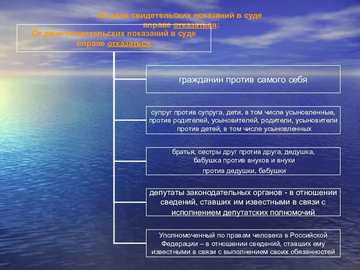 От дачи свидетельских показаний в суде вправе отказаться: