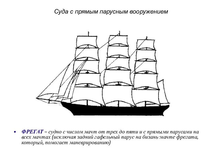 Суда с прямым парусным вооружением ФРЕГАТ – судно с числом