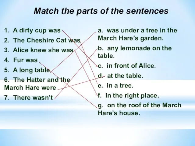 Match the parts of the sentences 1. A dirty cup