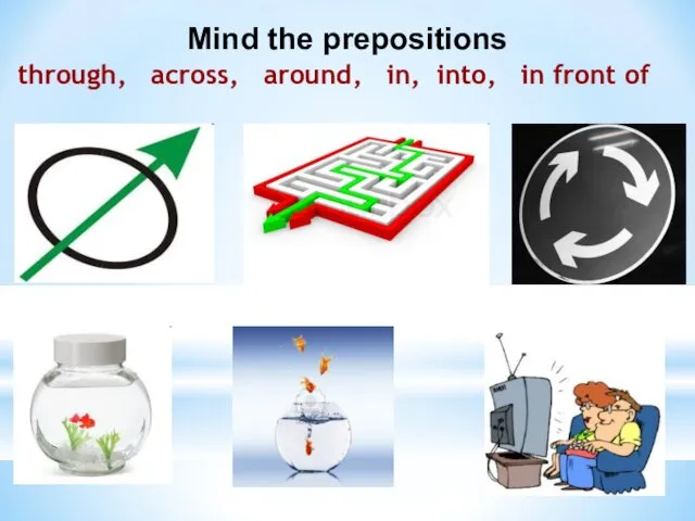 Mind the prepositions through, across, around, in, into, in front of