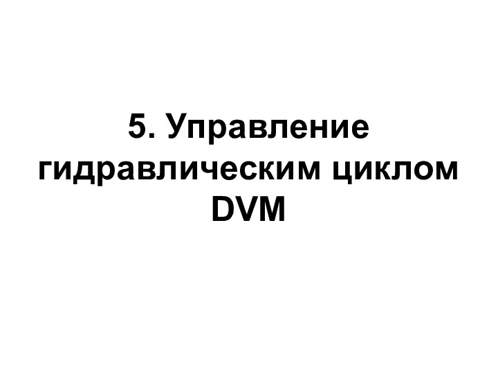 5. Управление гидравлическим циклом DVM
