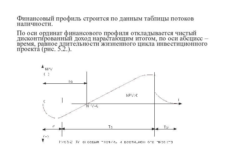 Финансовый профиль строится по данным таблицы потоков наличности. По оси