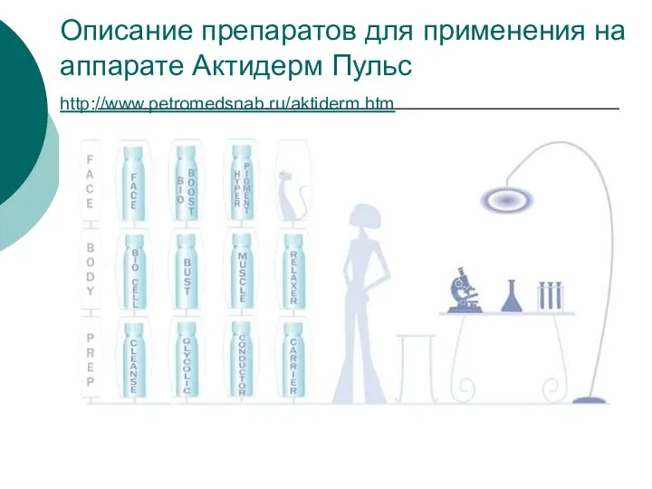 Описание препаратов для применения на аппарате Актидерм Пульс http://www.petromedsnab.ru/aktiderm.htm