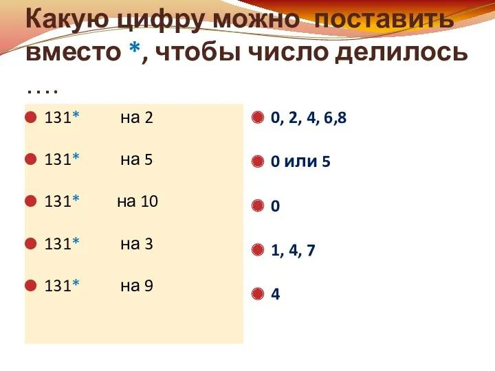 Какую цифру можно поставить вместо *, чтобы число делилось ….