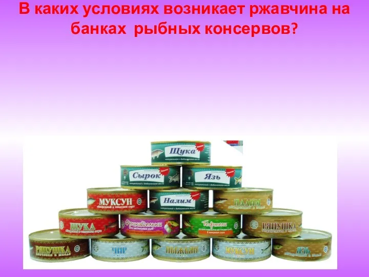 В каких условиях возникает ржавчина на банках рыбных консервов?