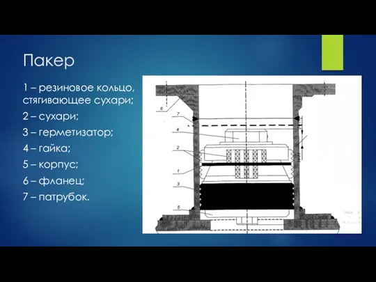 Пакер 1 – резиновое кольцо, стягивающее сухари; 2 – сухари;