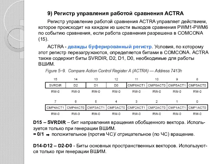 9) Регистр управления работой сравнения ACTRА Регистр управление работой сравнения ACTRA управляет действием,