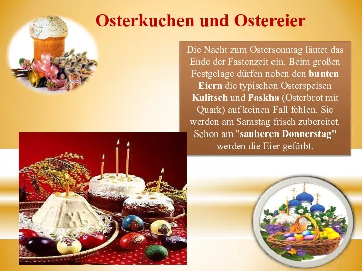 Osterkuchen und Ostereier