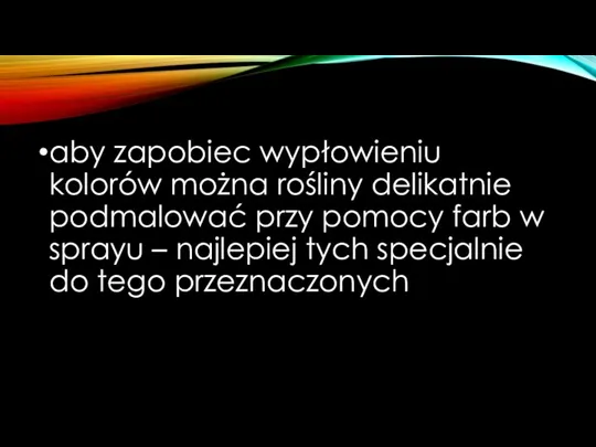 aby zapobiec wypłowieniu kolorów można rośliny delikatnie podmalować przy pomocy