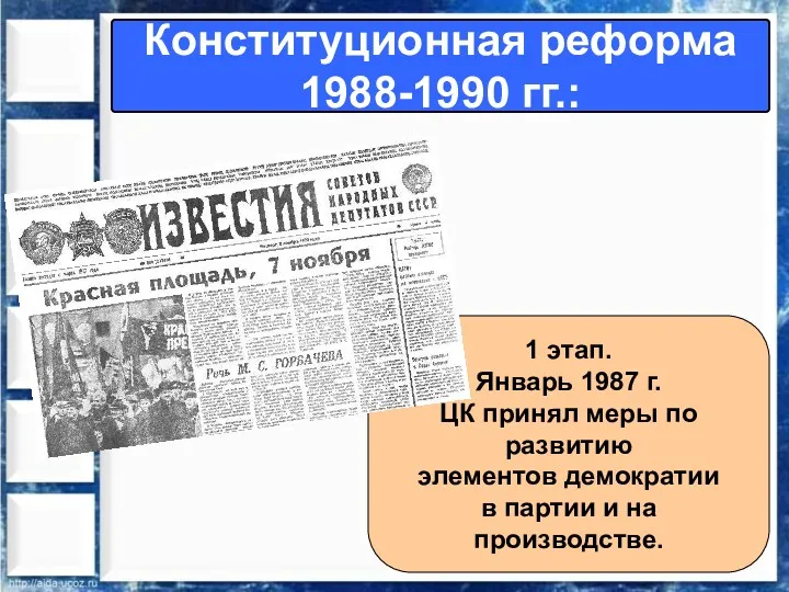 Конституционная реформа 1988-1990 гг.: 1 этап. Январь 1987 г. ЦК