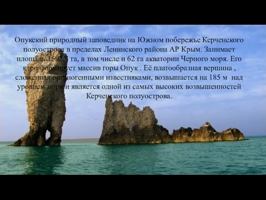 Опукский природный заповедник на Южном побережье Керченского полуострова в пределах