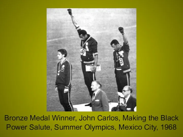 Bronze Medal Winner, John Carlos, Making the Black Power Salute, Summer Olympics, Mexico City, 1968