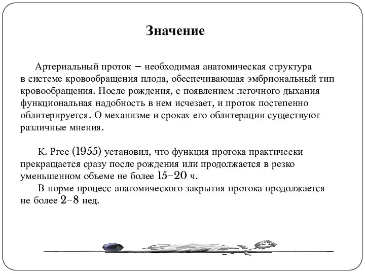 Артериальный проток – необходимая анатомическая структура в системе кровообращения плода, обеспечивающая эмбриональный тип