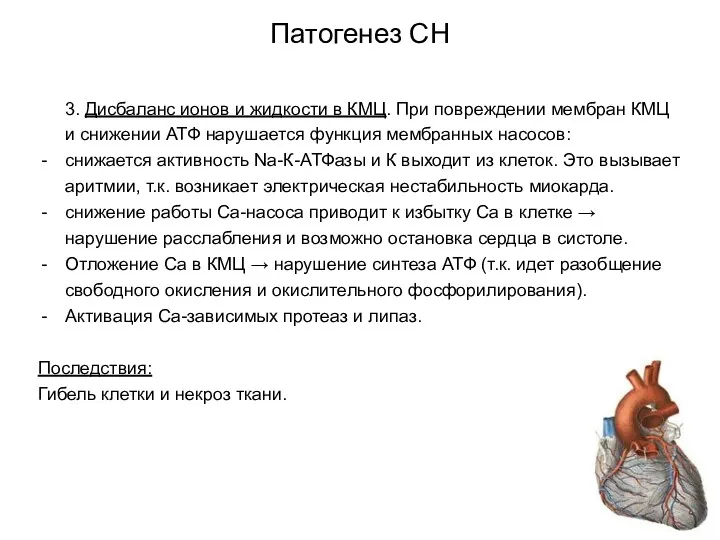 3. Дисбаланс ионов и жидкости в КМЦ. При повреждении мембран