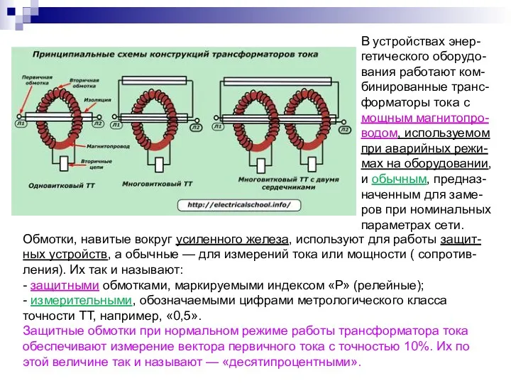 Обмотки, навитые вокруг усиленного железа, используют для работы защит-ных устройств,