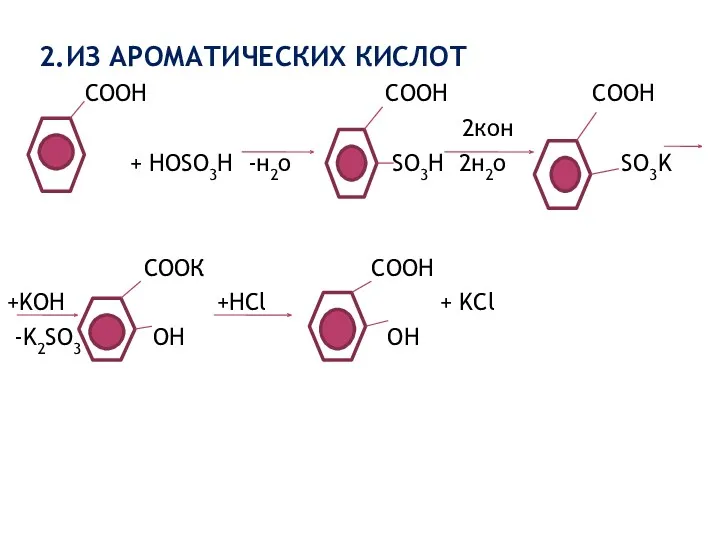 2.ИЗ АРОМАТИЧЕСКИХ КИСЛОТ СООН COOH COOH 2кон + НОSO3H -н2о