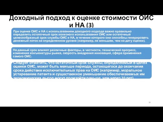 Доходный подход к оценке стоимости ОИС и НА (3) При