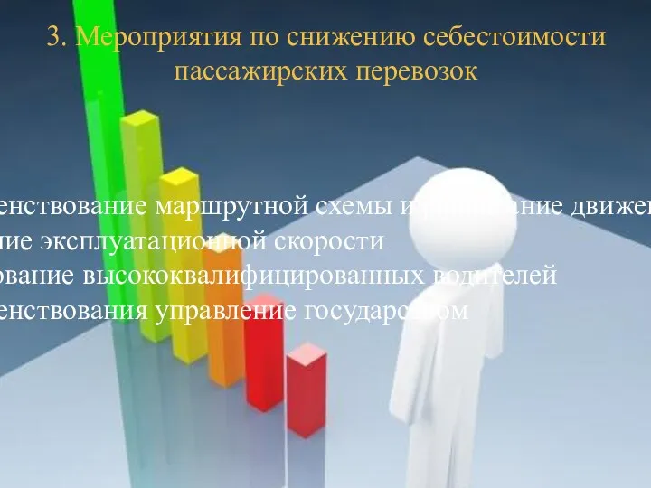 3. Мероприятия по снижению себестоимости пассажирских перевозок Усовершенствование маршрутной схемы