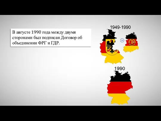 В августе 1990 года между двумя сторонами был подписан Договор об объединении ФРГ и ГДР.