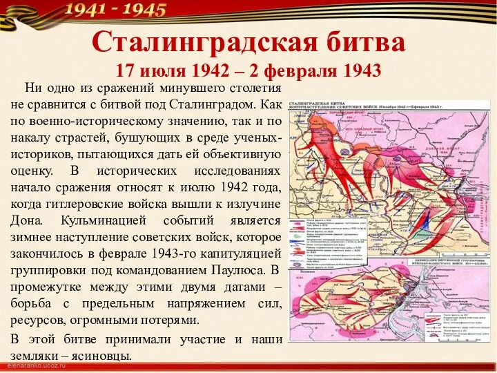Сталинградская битва 17 июля 1942 – 2 февраля 1943 Ни