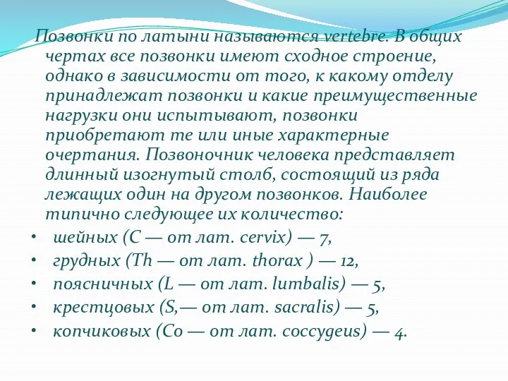 Позвонки по латыни называются vertebre. В общих чертах все позвонки