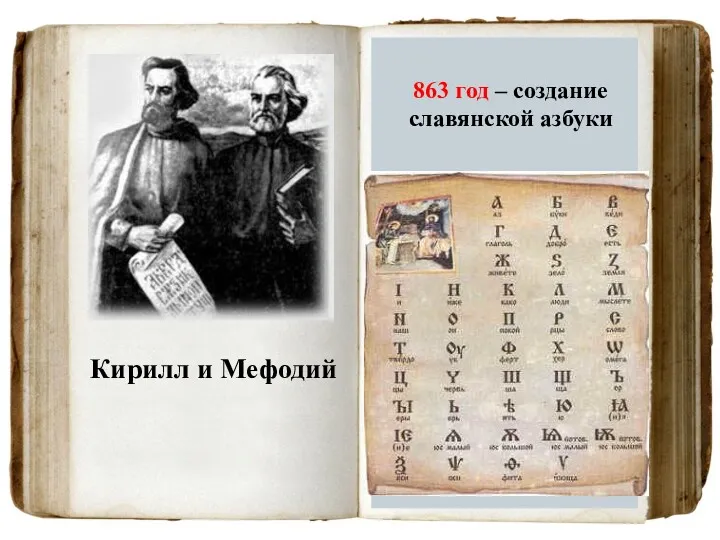 Кирилл и Мефодий 863 год – создание славянской азбуки