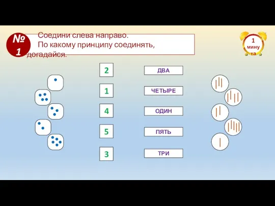 1 минута Соедини слева направо. По какому принципу соединять, догадайся.