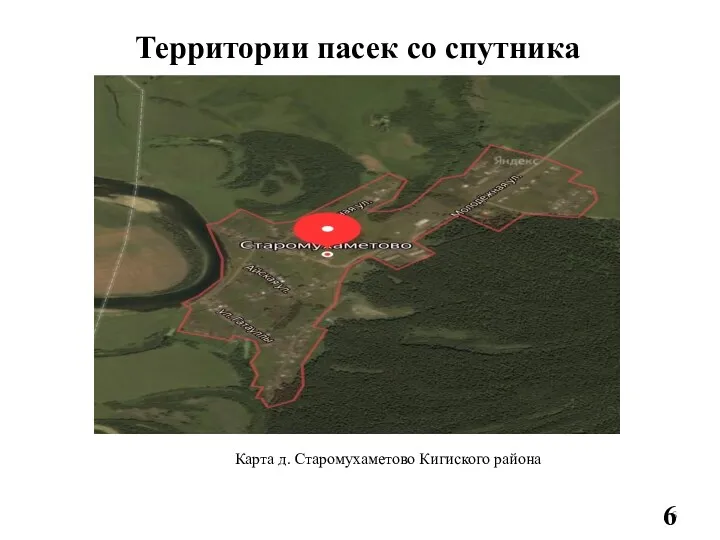 Территории пасек со спутника Карта д. Старомухаметово Кигиского района