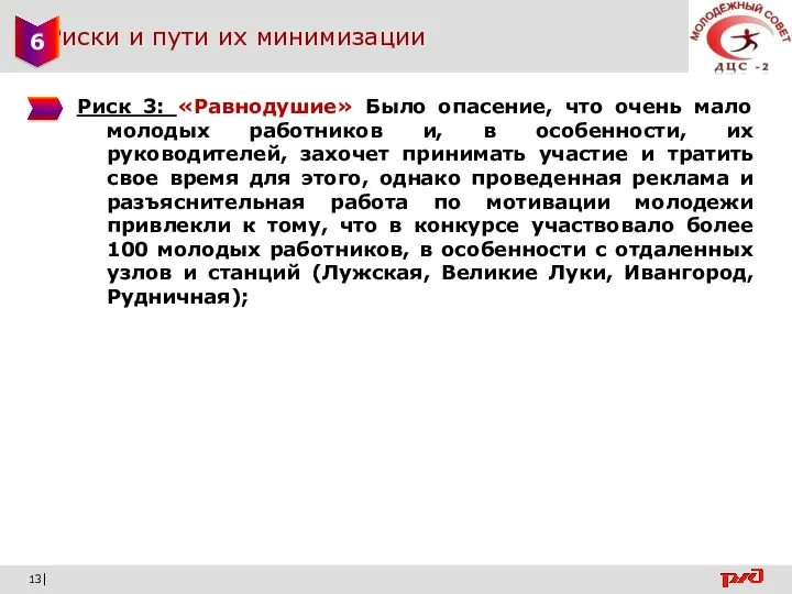 Риски и пути их минимизации 13| Риск 3: «Равнодушие» Было