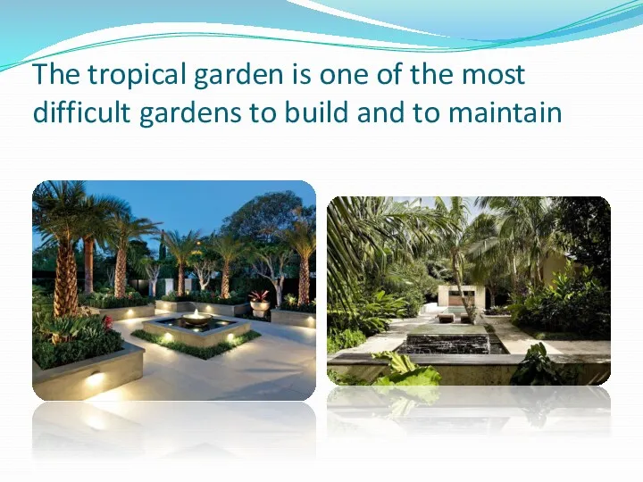 The tropical garden is one of the most difficult gardens to build and to maintain