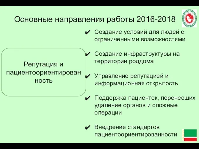 Основные направления работы 2016-2018 Создание условий для людей с ограниченными