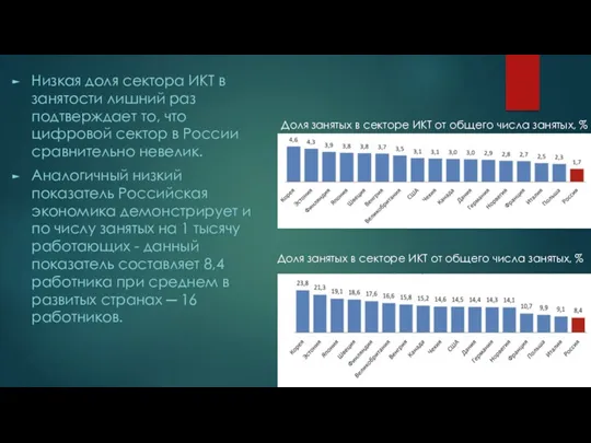 Низкая доля сектора ИКТ в занятости лишний раз подтверждает то,