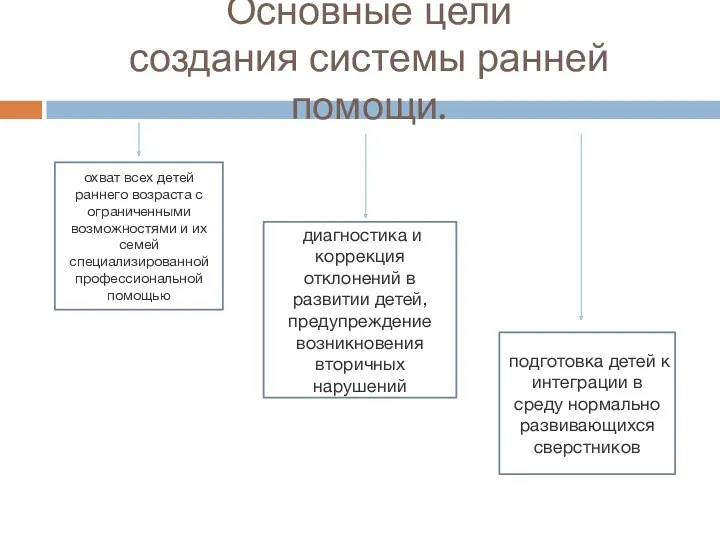 Основные цели создания системы ранней помощи. охват всех детей раннего