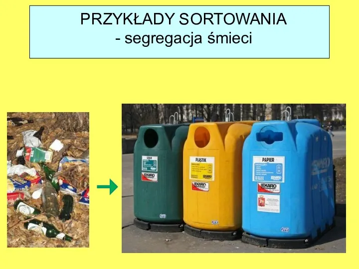 PRZYKŁADY SORTOWANIA - segregacja śmieci