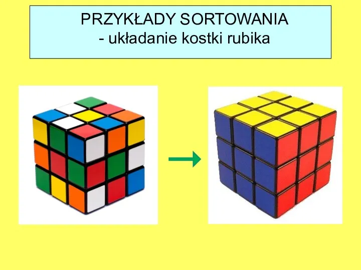 PRZYKŁADY SORTOWANIA - układanie kostki rubika