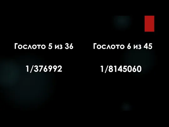 Гослото 5 из 36 Гослото 6 из 45 1/376992 1/8145060