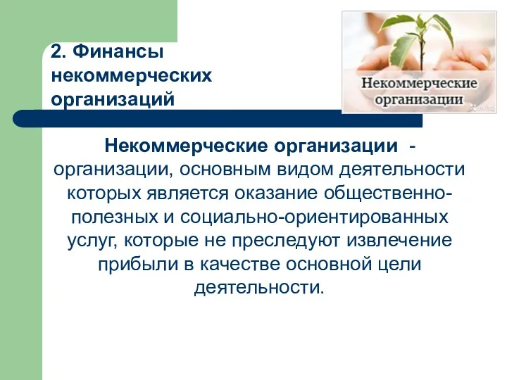 Некоммерческие организации - организации, основным видом деятельности которых является оказание