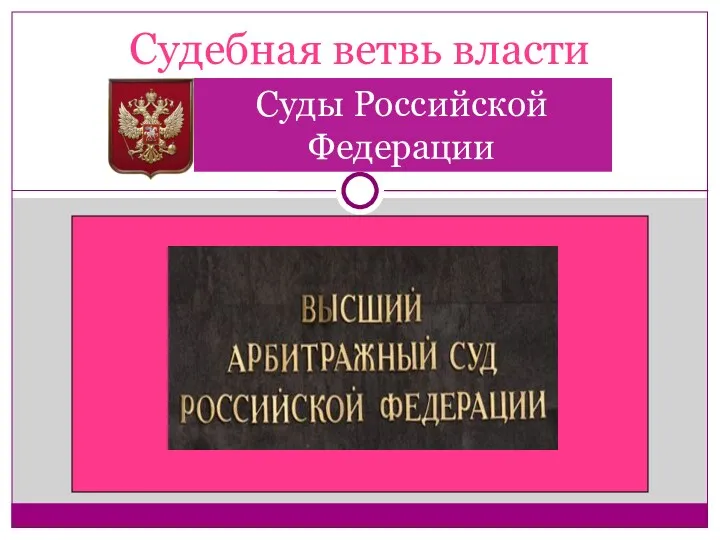 Судебная ветвь власти Суды Российской Федерации