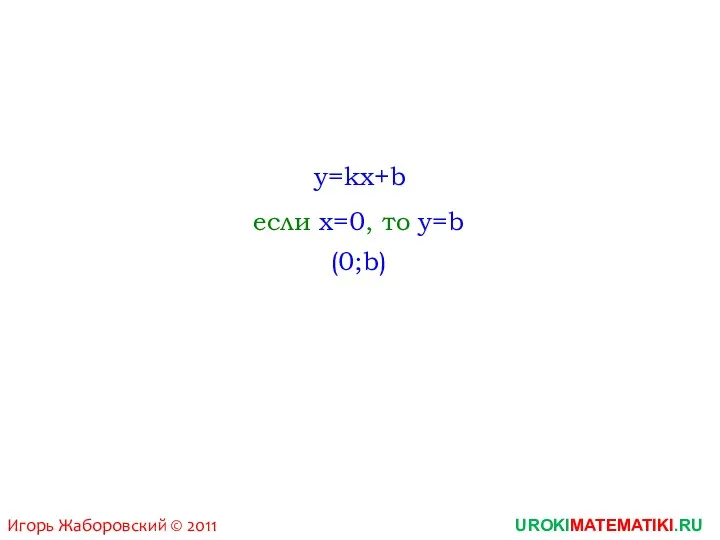 UROKIMATEMATIKI.RU Игорь Жаборовский © 2011 y=kx+b если x=0, то y=b (0;b)
