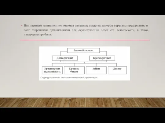 Под заемным капиталом понимаются денежные средства, которые переданы предприятию в