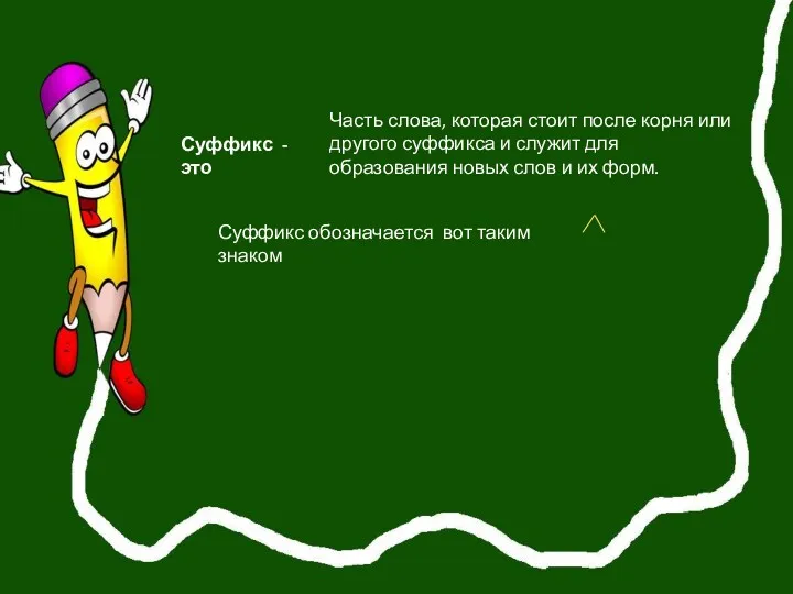 Суффикс - это Часть слова, которая стоит после корня или