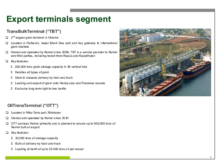 Export terminals segment 2nd largest grain terminal in Ukraine Located