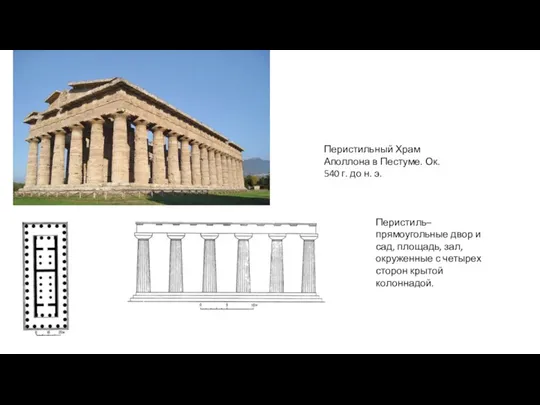 Перистильный Храм Аполлона в Пестуме. Ок. 540 г. до н.
