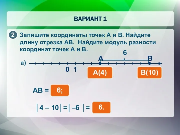 Запишите координаты точек А и В. Найдите длину отрезка АВ.