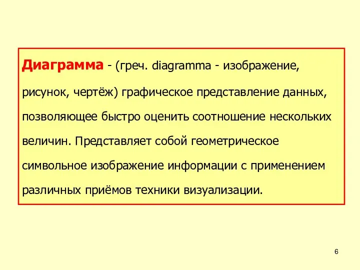 Диаграмма - (греч. diagramma - изображение, рисунок, чертёж) графическое представление